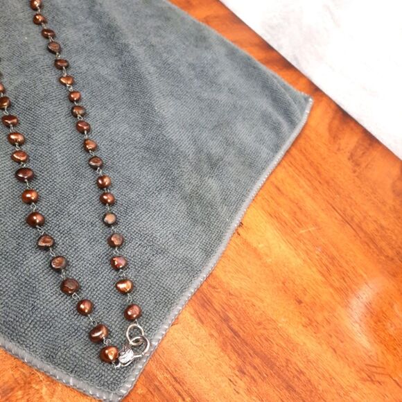 Elegant Brown Freshwater Pearl Necklace - Picture 6 of 8